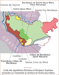 Carte viticole appellations Entre-deux-Mers