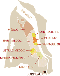 Carte des appellations du Médoc