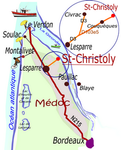 Carte de situation de St-Christoly-Médoc