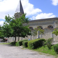 On aperçoit l'église de Fargues depuis le point 7