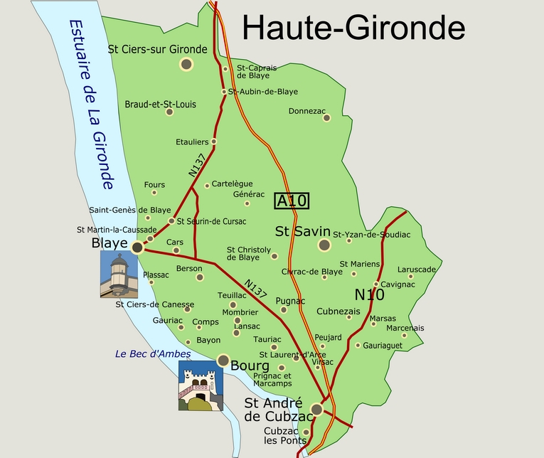 carte de la Haute-Gironde